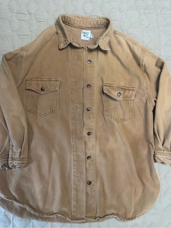 Princess Polly Tops - Princess Polly Vintage Workshirt Button-Up in Camel Cotton Tan